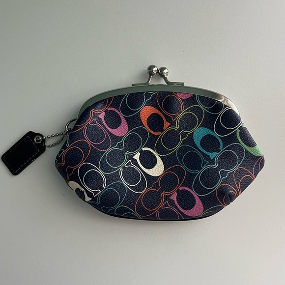 Coach Handbags - 🌸Vintage Coach Navy Optic C Rainbow Vintage Coin Bag